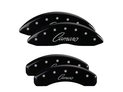 MGP 4 Caliper Covers Engraved Front & Rear Cursive/Camaro Black - 14033SCCSBK