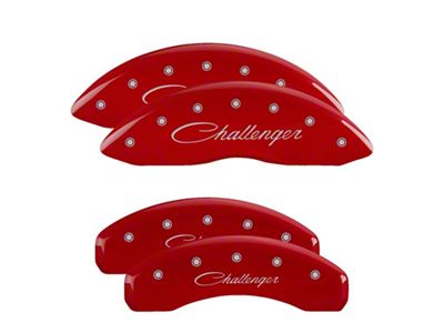 MGP 4 Caliper Covers Engraved Front & Rear Cursive/Challenger Red - 12088SCLSRD