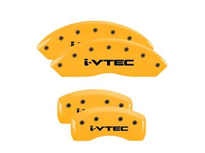 MGP 4 Caliper Covers Engraved Front & Rear I-Vtec Yellow Finish Black Char 2007 Honda Accord