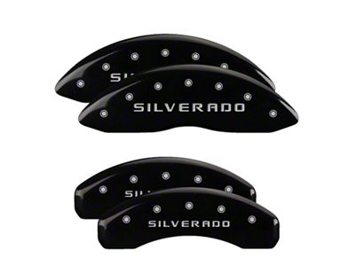 MGP 4 Caliper Covers Engraved Front & Rear Silverado Black - 14005SSILBK