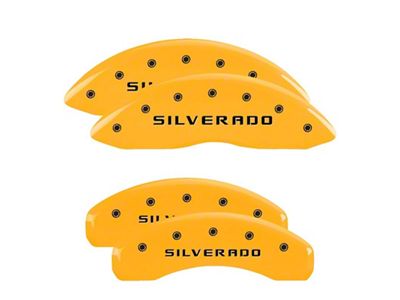 MGP 4 Caliper Covers Engraved Front & Rear Silverado Yellow - 14005SSILYL