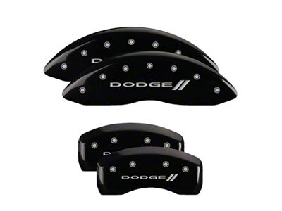 MGP 4 Caliper Covers Engraved Front & Rear With stripes/Dodge - 12192SDD3BK