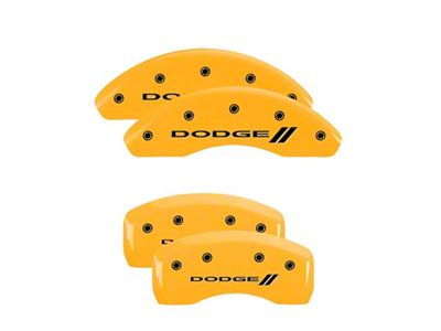 MGP 4 Caliper Covers Engraved Front & Rear With stripes/Dodge - 12198SDD3YL