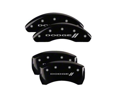 MGP 4 Caliper Covers Engraved Front & Rear With stripes/Dodge - 12199SDD3BK