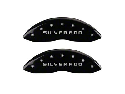 MGP Front set 2 Caliper Covers Engraved Front Silverado Black - 14207FSILBK