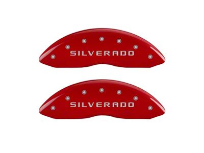 MGP Front set 2 Caliper Covers Engraved Front Silverado Red - 14238FSILRD