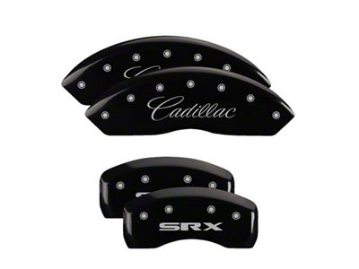 MGP 4 Caliper Covers Engraved Front Cursive/Cadillac Engraved Rear SRX - 35002SSRXBK