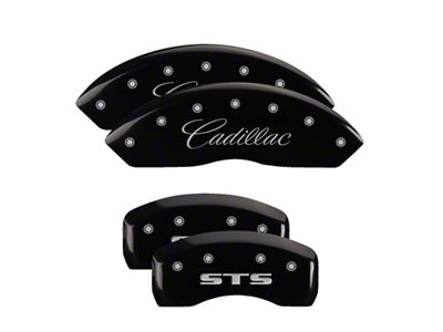 MGP 4 Caliper Covers Engraved Front Cursive/Cadillac Engraved Rear STS - 35002SSTSBK