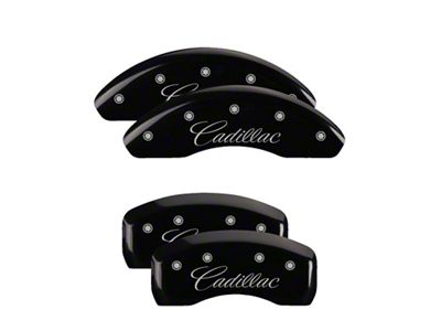 MGP 4 Caliper Covers Engraved Front & Rear Cursive/Cadillac Black - 35006SCADBK