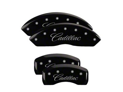 MGP 4 Caliper Covers Engraved Front & Rear Cursive/Cadillac Black - 35010SCADBK