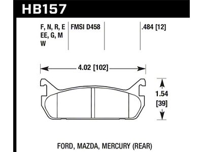 Hawk Performance 94-96 Ford Escort GT/Mercury Tracer HPS 5.0 RearBrake Pads - HB157B.484
