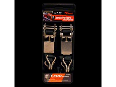 Mile Marker 1-Inch x 12-Foot Ratchet Straps; 2-Pack