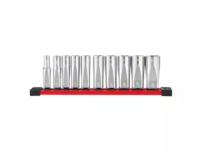 Milwaukee Tool 3/8-Inch SAE Deep Well Sockets with FOUR FLAT Sides; 10-Piece