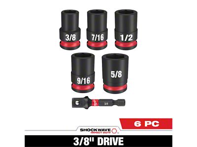 Milwaukee Tool SHOCKWAVE Impact Duty 3/8-Inch Drive SAE Standard Socket Set; 6-Piece