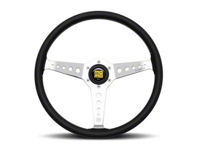 MOMO USA California Steering Wheel 360 mm - Black Leather/White Stitch/Pol - CAL36BK2S