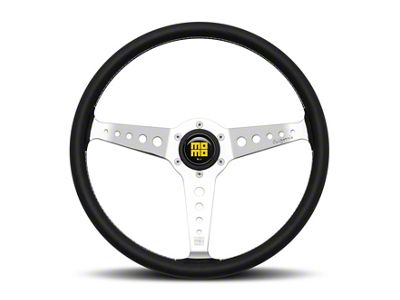 MOMO USA California Steering Wheel 360 mm - Black Leather/White Stitch/Pol - CAL36BK2S