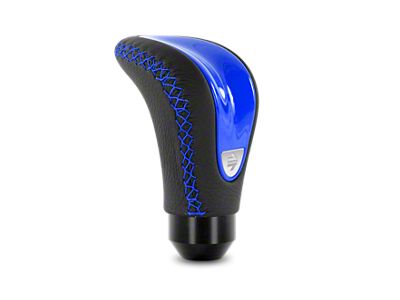 MOMO USA Combat Evo Shift Knob - Black Leather, Blue Insert, Blue Stitching