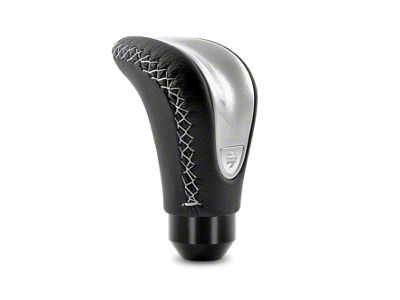 MOMO USA Combat Evo Shift Knob - Black Leather, Silver Insert, Silver Stitching