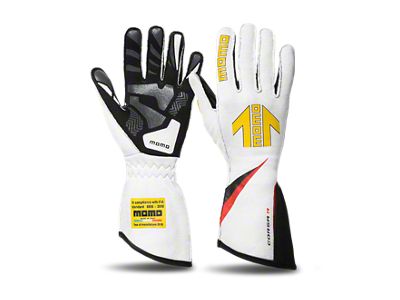MOMO USA Corsa R Gloves Size 10 FIA 8856-2000 -White