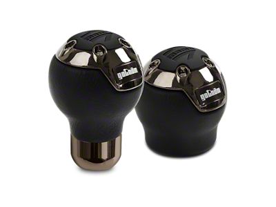 MOMO USA Gotham Shift Knob - Black Leather; Dark Chrome Insert - GOTBK1