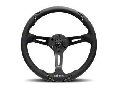 MOMO USA Gotham Steering Wheel 350 mm - Black Leather/Black Spokes - GOT35BK0B
