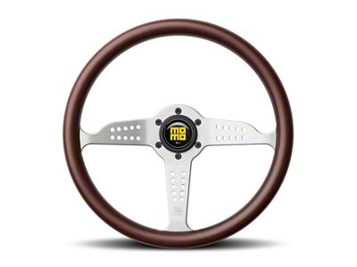 MOMO USA Grand Prix Steering Wheel 350 mm - Mahogany Wood/Brshd Spokes