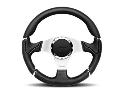 MOMO USA Millenium Steering Wheel 350 mm - Black Leather/Black Stitch/Brshd - MIL35BK1P
