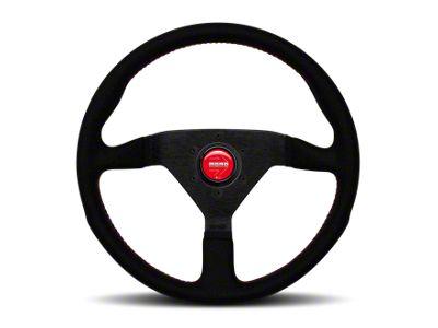 MOMO USA Montecarlo Alcantara Steering Wheel 320 mm - Black/Red Stitch/Black - MCL32AL3B