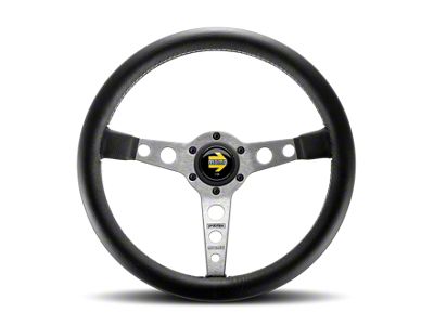MOMO USA Prototipo Steering Wheel 350 mm - Black Leather/Wht Stitch/Brshd - PRO35BK0S