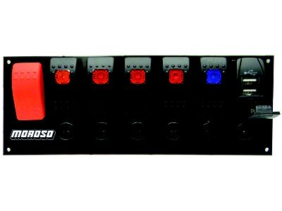 Moroso Rocker Switch Panel - Flat Surface Mount - LED - 74194