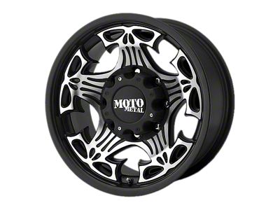Moto Metal Skull Gloss Black with Machined Face Wheel; 18x9; -12mm Offset; 8x170mm Bolt Pattern; 125.10mm Hub Bore