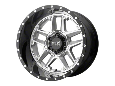 Moto Metal Sentry Gloss Silver Center with Gloss Black Lip Wheel; 20x12; -44mm Offset; 6x139.7mm Bolt Pattern; 106.10mm Hub Bore