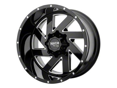 Moto Metal Melee Gloss Black Milled Wheel; 22x12; -44mm Offset; 8x165.1mm Bolt Pattern; 125.10mm Hub Bore