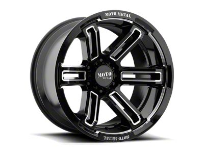 Moto Metal Rukus Gloss Black Milled Wheel; 20x9; 0mm Offset; 6x135mm Bolt Pattern; 87.10mm Hub Bore
