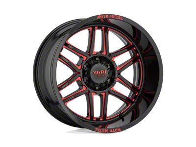 Moto Metal Folsom Gloss Black Milled with Red Tint Wheel; 20x10; -18mm Offset; 8x170mm Bolt Pattern; 125.10mm Hub Bore