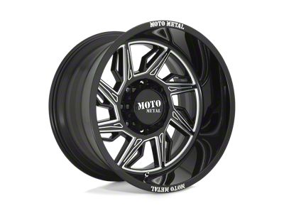 Moto Metal Hurricane Gloss Black Milled Wheel; Left Directional; 20x10; -18mm Offset; 5x127mm Bolt Pattern; 71.50mm Hub Bore