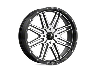 MSA Offroad Wheels Brute Gloss Black Machined Wheel; 22x7; 10mm Offset