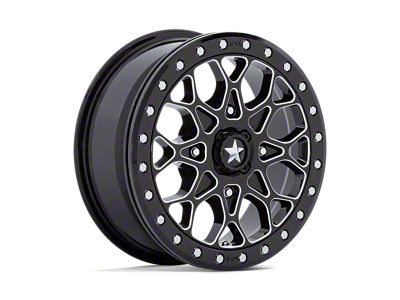 MSA Offroad Wheels Portal Beadlock Gloss Black Milled with Gloss Black Ring Wheel; 15x6; 38mm Offset; 4x137mm Bolt Pattern; 96mm Hub Bore