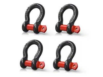 Nilight 1/2-Inch D-Ring Shackles; 4-Pack