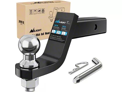 Nilight 2-Inch Receiver Hitch Ball Mount with 2-Inch Ball; 4-Inch Drop
