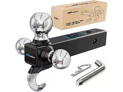 Nilight 2-Inch Receiver Hitch Ball Multi-Ball Mount with Hook