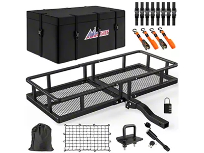 Nilight 2-Inch Receiver Hitch Mounted Cargo Carrier Kit with 5/8-inch Locking Pin; 60-Inch x 20-Inch