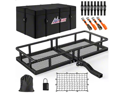 Nilight 2-Inch Receiver Hitch Mounted Cargo Carrier Kit; 60-Inch x 24-Inch
