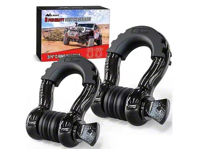 Nilight 3/4 inch D-Ring Shackles; Black