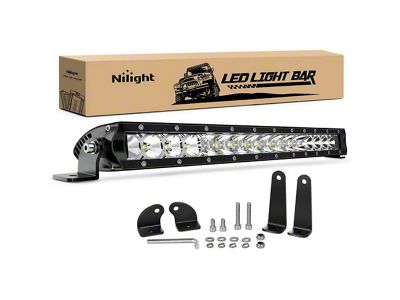 Nilight 17-Inch Single Row LED Light Bar; Spot/Flood Combo Beam (Universal; Some Adaptation May Be Required)