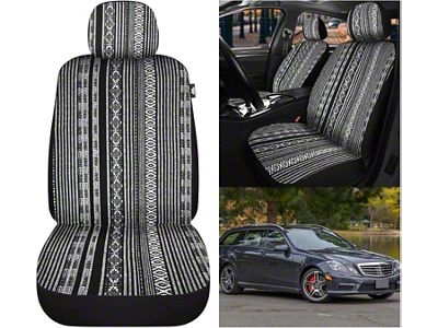 Nilight Baja Saddle Blanket Front Seat Covers; Black Stripes (Universal; Some Adaptation May Be Required)
