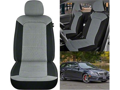 Nilight Breathable Mesh Front Seat Covers; Black and Gray (Universal; Some Adaptation May Be Required)