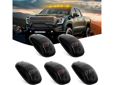 Nilight LED Cab Roof Clearance Lighting; Amber; Smoked Lens (Universal; Some Adaptation May Be Required)
