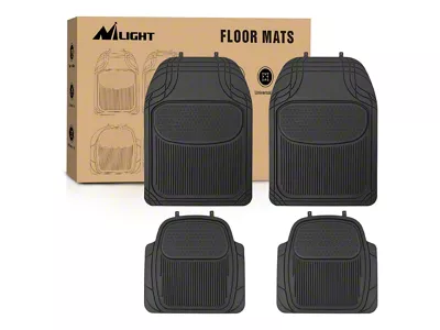 Nilight PVC Front and Rear Floor Mats; Black (Universal; Some Adaptation May Be Required)