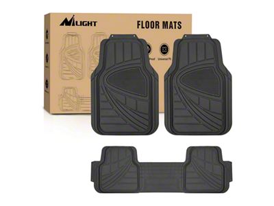 Nilight PVC Front and Rear Floor Mats; Black (Universal; Some Adaptation May Be Required)